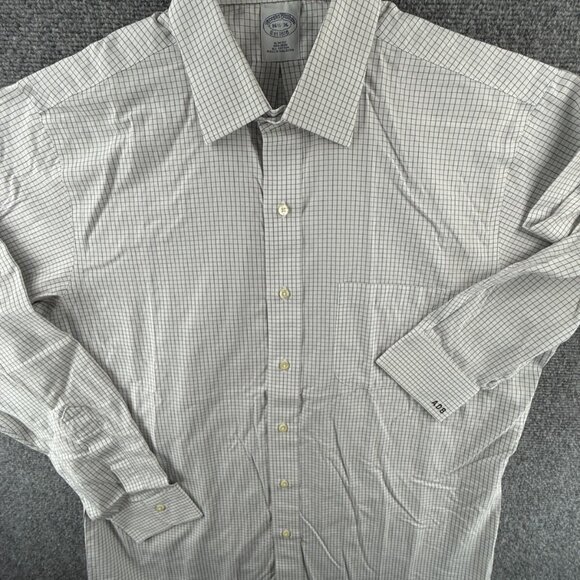 Brooks Brothers Slim Blue Check Cotton Non-Iron 16.5 36 Mens Long Sleeved Shirt - Picture 2 of 15
